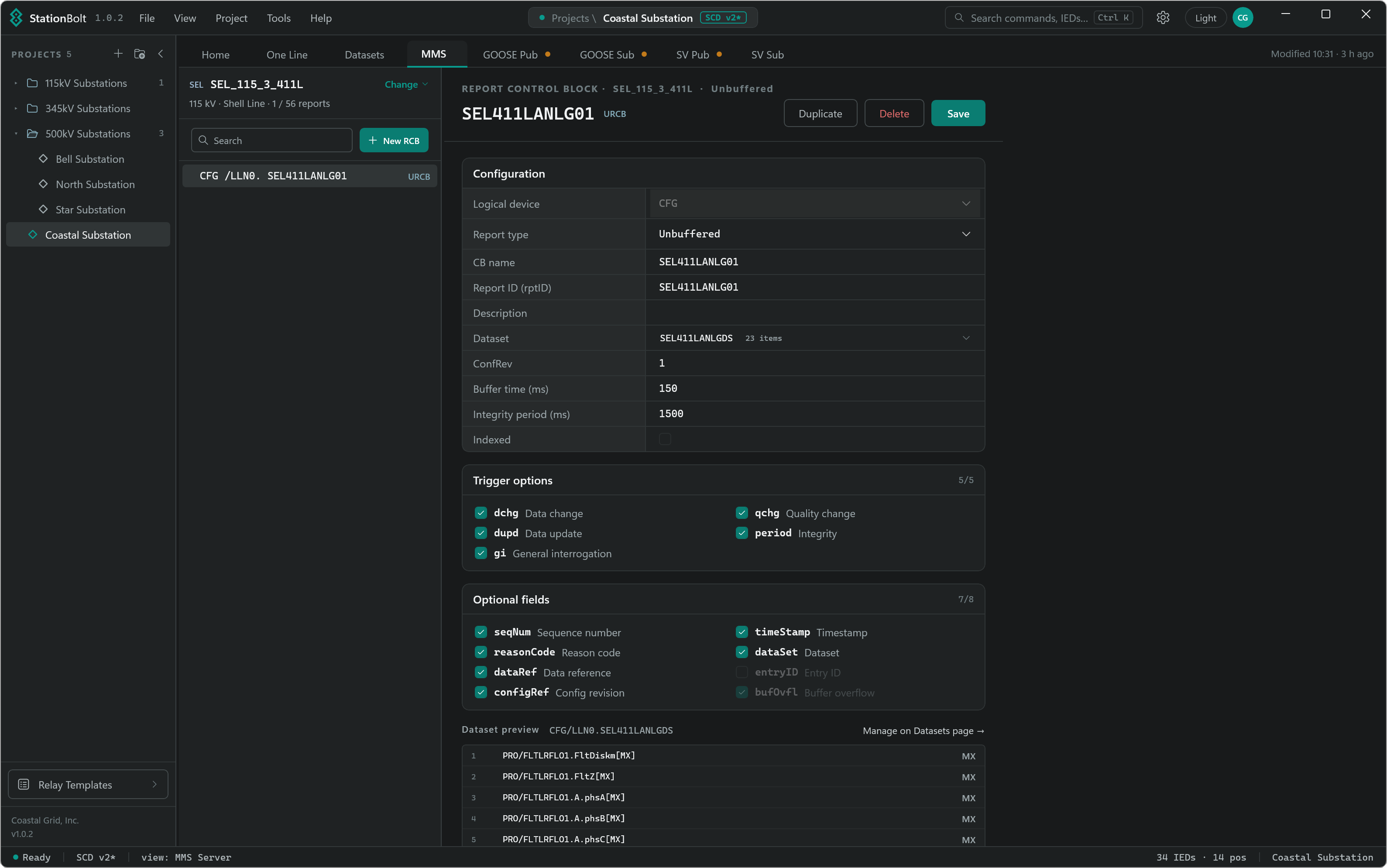 StationBolt MMS report control block editor